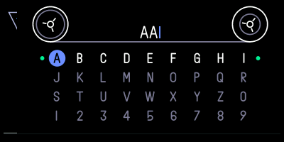 Character picker for naming a saved preset