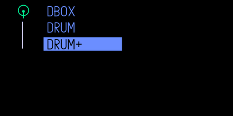 Drum type list with DBOX, DRUM and DRUM+ selected