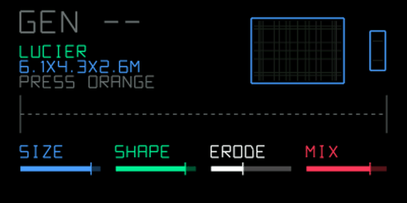 In a room before capture, showing Size, Shape, Erode and Mix.