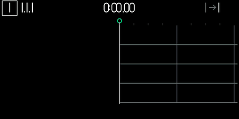 Empty MIDI Tape with four lanes, continuous separators, playhead and loop-off marker.