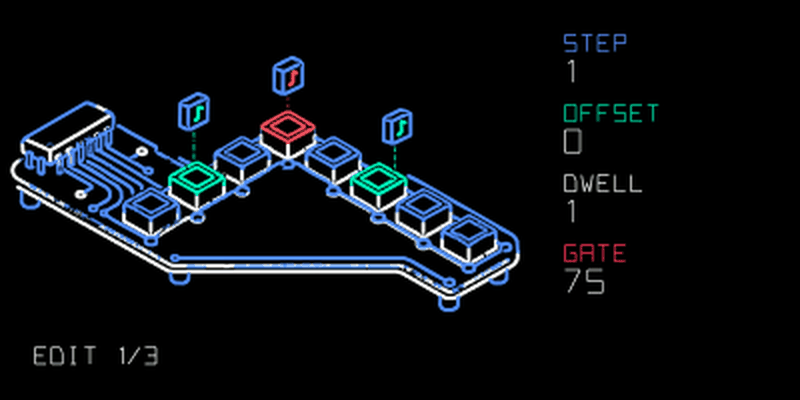 C64arp edit page with Step, Offset, Dwell and Gate.