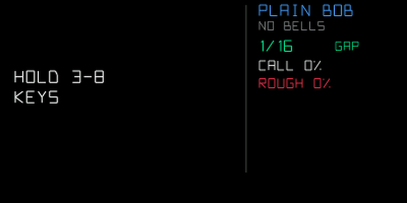 Peal sequencer screen: hold 3 to 8 keys, method Plain Bob