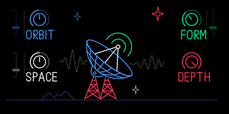 Aether satellite dish and radio signals responding to a held note and tilt.