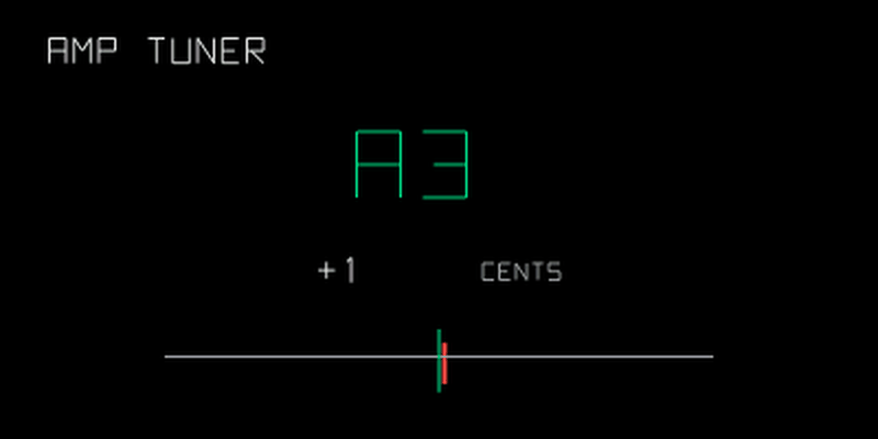 Amp T2 tuner reading A3 with cents and centre tuning mark