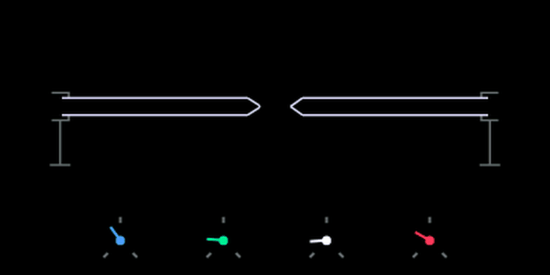 Arc screen: two carbon electrodes with four dials