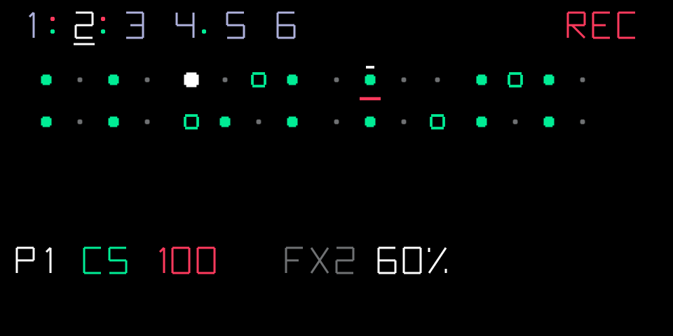 Dots step sequencer screen captured in the emulator